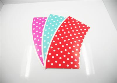 China Red / Blue / Pink Polka Dot PE Coated Paper Cup Fan With Plastic Lid for sale