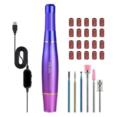 China Convenient Mini Portable Type Nail Polisher Manicure Tool Stainless Steel Electric Manicure Pen Set Sander Gradient Nail Drill New for sale