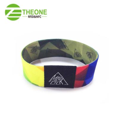 China Africa Logo Printed Elastic Wristband With RFID Chip For Access Control for sale