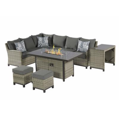 China Latest Design Luxury Fire Pit Table Set Outdoor Rattan Sofa for sale