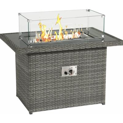 China Outdoor Modern Wicker Rattan Gas Fire Table for sale