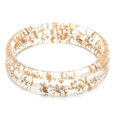 China Fashion 4mm Gold Foil Bangle 60mm Diameter Transprent Wide Inner Resin Bangle Clear Resin Bangle for sale