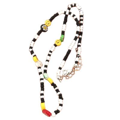 China Cute Multi Colored Smile Face Necklace Latest Millefiori Circle Charm Beaded Emotion Necklace For Kids for sale