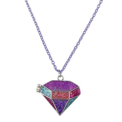 China Latest Vintage Glitter Rainbow Diamond Pendant Necklace Colorful Locket Kids Necklace for sale