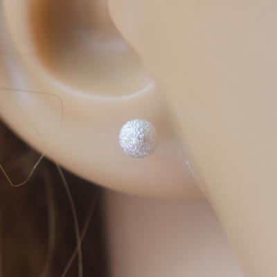 China Vintage 925 Sterling Silver Frost Ball Earrings 4mm Touch Round Ball Silver Earrings For Women for sale