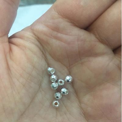 China Daily Wear Facet 925 Sterling Silver Beads 2.5mm and 4mm Pure Silver DIY Jewelry Beads for sale