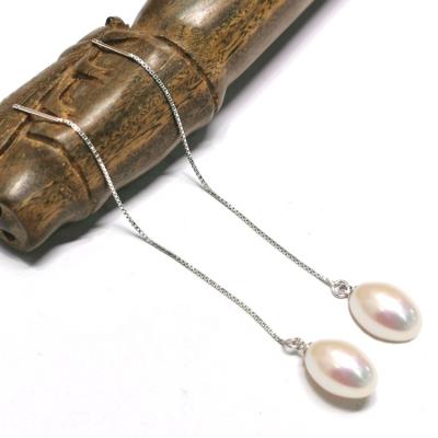 China Ethnic Freshwater Pearl Wire Pull Through Earrings With AAA 7-8 Mm With Tear Drop Freshwater Pearl Earrings For Women for sale