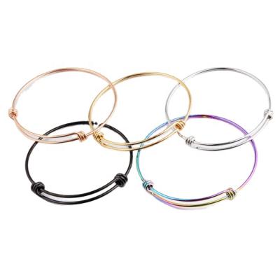 China Expandable Blank Bangle 55mm, 60mm, 65mm Wire Stainless Steel TRENDY Women's Adjustable Bangle For DIY Jewelry for sale