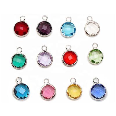 China Daily Wear 12 Colors 8mm Charm Gold Pendant Silver and Rose Gold Loose Facet Around Crystal Birth Stone for sale