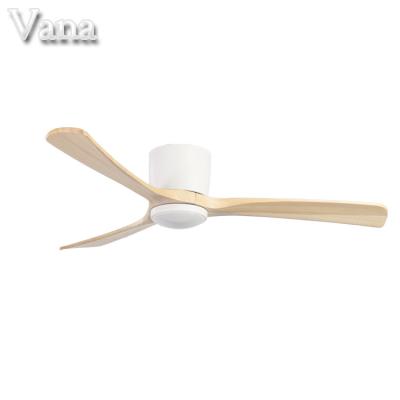 China With Knock Down Function Single Flush Mount Low Profile Natural Wood Ceiling Fan 42