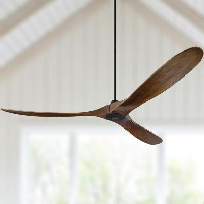 China 100% Natural Wood Blades Wholesale High CFM 120V Modern American Large 70 72 80 Inch In 3 Blade Solid Wood Wood Ceiling Fan Without Light for sale