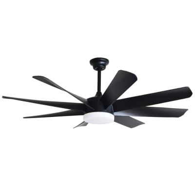 China Modern 8 Function ABS Plastic Fan Blade Reversible 58 Inch Tall Height Black Industrial Ceiling Fan With Light And Outdoor For Wedding Church for sale