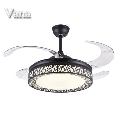 China With Knock Down Function Ceiling Fan Light Price And Good Quality Ceiling Fans With Lights Remote Control Foldable Blade Caged LED Ceiling Fan Price for sale