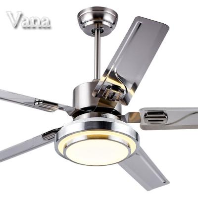 China With Reversing Function 52 In SS Stainless Steel Blade Ceiling Fan With Led Light With Remote Pure Cooper Motor Ceiling Exhaust Fan Ceiling Fans for sale