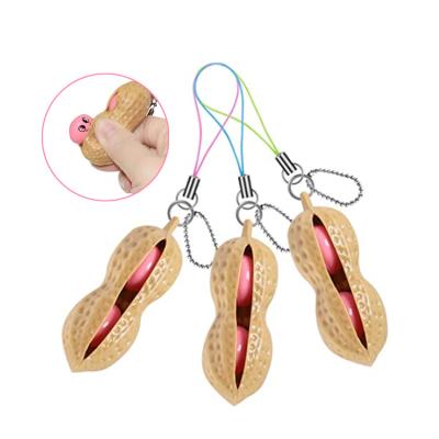 China Relieve Stress Newcomers Decompression Relaxation Funny Facial Expressions Peanut Key Chain Stir Sensory Toys for sale