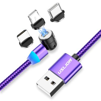 China USLION 1M Wholesale Strong Magnetic Charging Cable 540 Magnetic Fast Charging USB for 8 Pin Type C Mobile Phone Micro Data Cable for sale