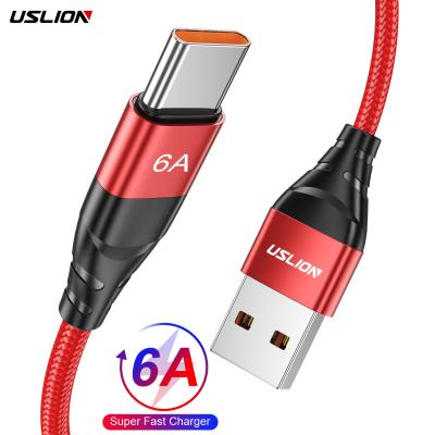 China 6A Charging+Data Transmission USLION Amazone Fast Success Type C Cable Charger 1M 6A 66W Micro USB Mobile Phone 5A 3A USB Cable Type C Data Cables For Xiaomi for sale