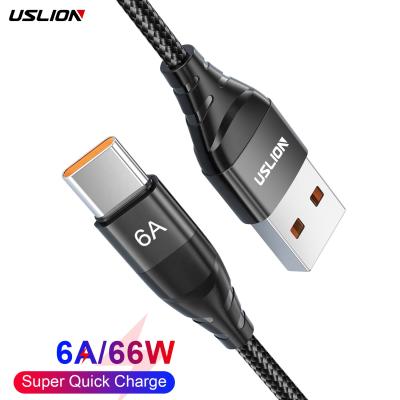 China OEM 6A 66W Fast Charging Micro USB Fast Charging 6A Charging+Data Transmission USLION USB Type C Cable Charger Mobile Phone Cable Type C Data Cables For Huawei for sale