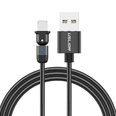 China New Product Strong USB Cable USLION Rotatable Line 180 2021 Micro Usb Cable For Android For Iphone Charger 3A Nylon Braided Usb Charger for sale