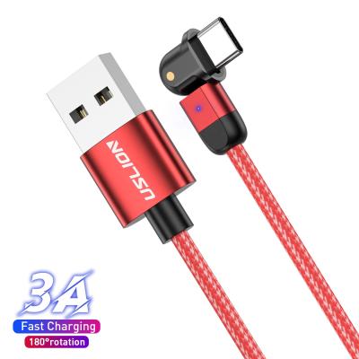 China 180 type high quality fast charging cable 180 L usb cable of 3A degree c rotation USB C-spin USLION 0.5M Hot sales cable shape spin for sale