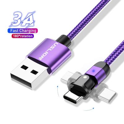 China 180 Type C Degree Rotation USLION 3A USB Cable 1M 180 Angle USB C Cable Mobile Phone USB Fast Charging Cord For Samsung for sale