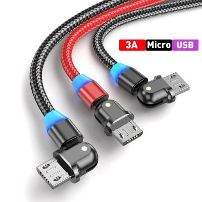 China Fast Charging Ship USLION USB ANDROID USB Cable LED 3A MICRO Charger Fast Charging Data Cable For Android Mobile Phone for sale