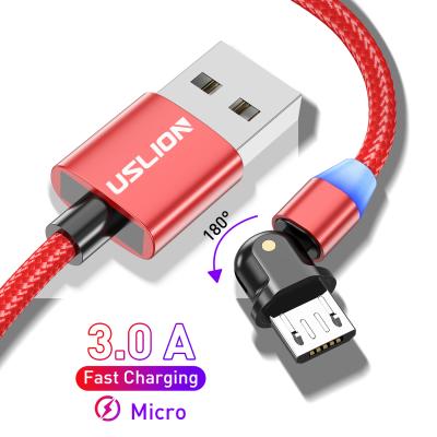 China 3A Fast Charging+Data Transmission USLION Drop 3A Micro Usb Fast Charging 180 Spin Data Charging Charging Cable For Android Xiaomi Huawei for sale