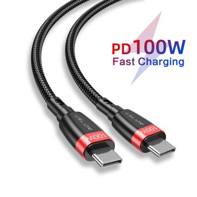 China Data Transmission 1M 2M USLION Type-C Nylon Braided Cable PD 100W 5A Data Transmission Fast Charging Wire For Sumsang Huawei for sale