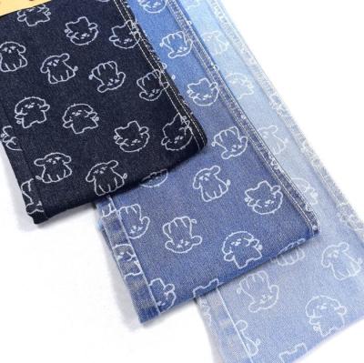 China 75% Cotton 25% Polyester Little Dog Animal Print Denim Fabric 180CM 9.5oz for sale