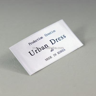 China Sustainable Private White Label Clothes Label Custom Printed Satin Label For Apparel for sale