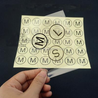 China Viable Size Label F XXS XS S M L XL XXL 3XL 4XL 5XL 6XL 25 26 27 28 29 30 3cm Round Transparent PVC Sticker Size Label For Clothing for sale