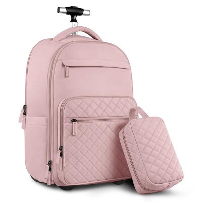 China Anti-Theft Inson High Quality Waterproof Durable Trip Business Carry On 2pcs Rolling Backpack For Girls Roller for sale