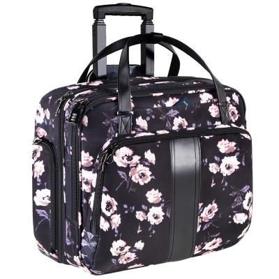 China Anti-Theft Inson Customized Polyester Women Large Capacity Briefcase Trolley Rolling Laptop Bag On Wheels for sale