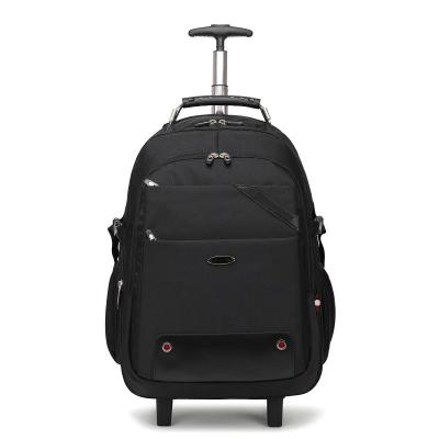 China Fashion Inson Customized Black Oxford Rolling Backpack Waterproof Breathable Duffle Luggage Bag Trolley For Travel for sale