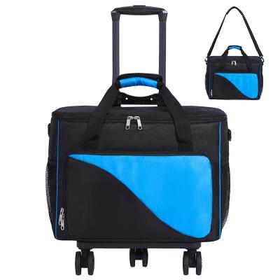 China Anti-Theft Inson High Quality Blue Large Capacity Polyester Classic Rolling Trolley Bowling Bag With Wheels for sale