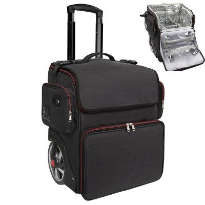 China Fashion Inson Custom Professional Waterproof Cosmetic Trolley Rolling Train Makeup Case With Detachable Pouch for sale