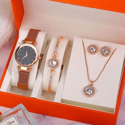 China 2020 FASHIONABLE luxury women watches Crystal Bracelet Stud Earring Necklace set ladies watch casual quartz wristwatch set for sale