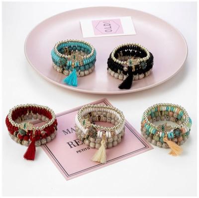 China Moda de pulseras de borla de cuentas de Hamsa Bodhi de mujer de Para de multicapa de pulseras de cuentas de slap of BOHEMIA 2022 brazaletes de pulseras de mujer y for sale