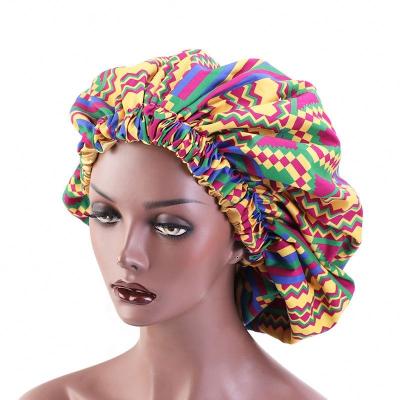 China High New Extra Large Elastic Satin Striped Cowls Women Ankara Print Night Sleep Hats Ladies Satin Cowls Headwraps for sale