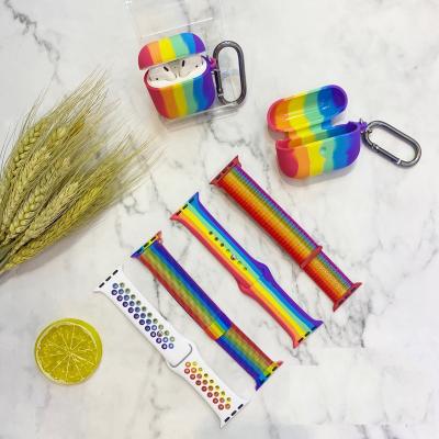 China Colorful Mesh Loop Magnetic Strap Band Replacement Stainless Steel Rainbow Latest Design For Apple Watch 38mm 40mm 44mm 42mm for sale