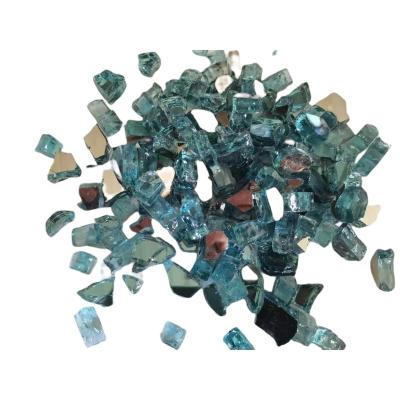 China Eco-Friendly 1/2 Inch Caribbean Blue Reflective Fire Glass for sale