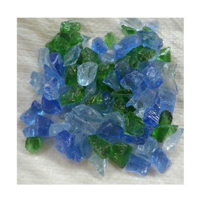 China Garden Deocration Decorative Crushed Glass Straw Mixed Color Glass Aggregate for sale