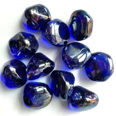 China Wholesale Fire Stocked Pit Decorating Green Glass Gem, Diamond Glass, Colorful Glass Bead Loose Pebble for sale