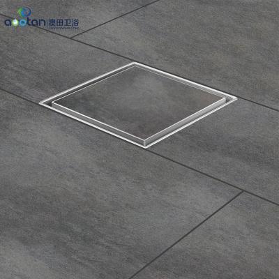 China Modern high quality stainless steel square floor drain insert invisible shower floor tile drain square 304 stainless steel floor drain for sale