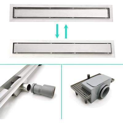 China Modern High Quality Outlet Side Shower Drain Linear Stainless Steel Bathroom Drain Anti-odor Rectangle Shower Floor Drain for sale