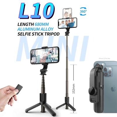 China Folding Mini Portable New Mini Portable Selfie Stick with Monopod Tripod for Gimbal Smart Phone, Teethblue Wireless Selfie Stick L10 for sale