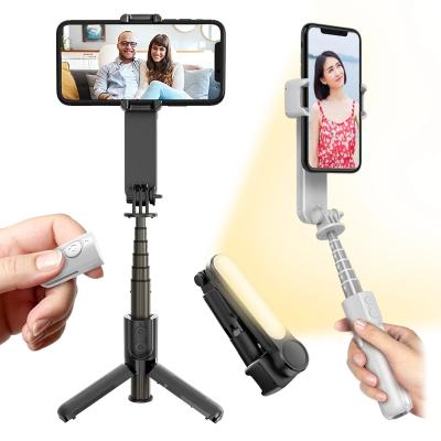 China L09 Mini Portable Folding Wireless Remote Gimbal Stabilizer Mobile Phone Selfie Stick Handheld Tripod With Fill Light For Smartphone for sale