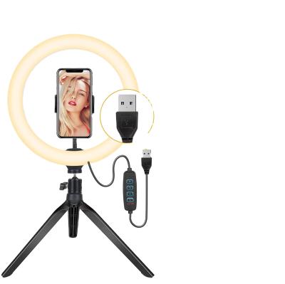 China 10 inch hot PORTABLE Dimmable Selfie Remote Control Ring Light With Tripod Photographic Stand for TikTok Makeup and Live Stream for sale