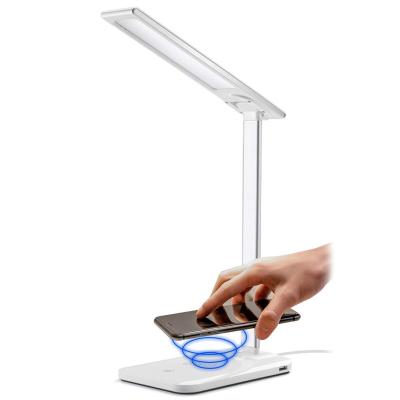 China HR01 2-in-1 Mobile Phone Touch LED Desk Lamp With USB Wireless Charger Charging Eye-friendly Dimmable Table Lamp for sale