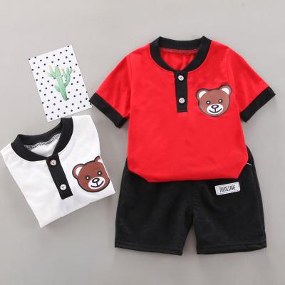 China Casual Baby Boy Clothing Set Baby Boy Cartoon Bear Design Print Kids Wear Pure Cotton T-shirt Shorts Baby Clothes 2 Piece Sets for sale